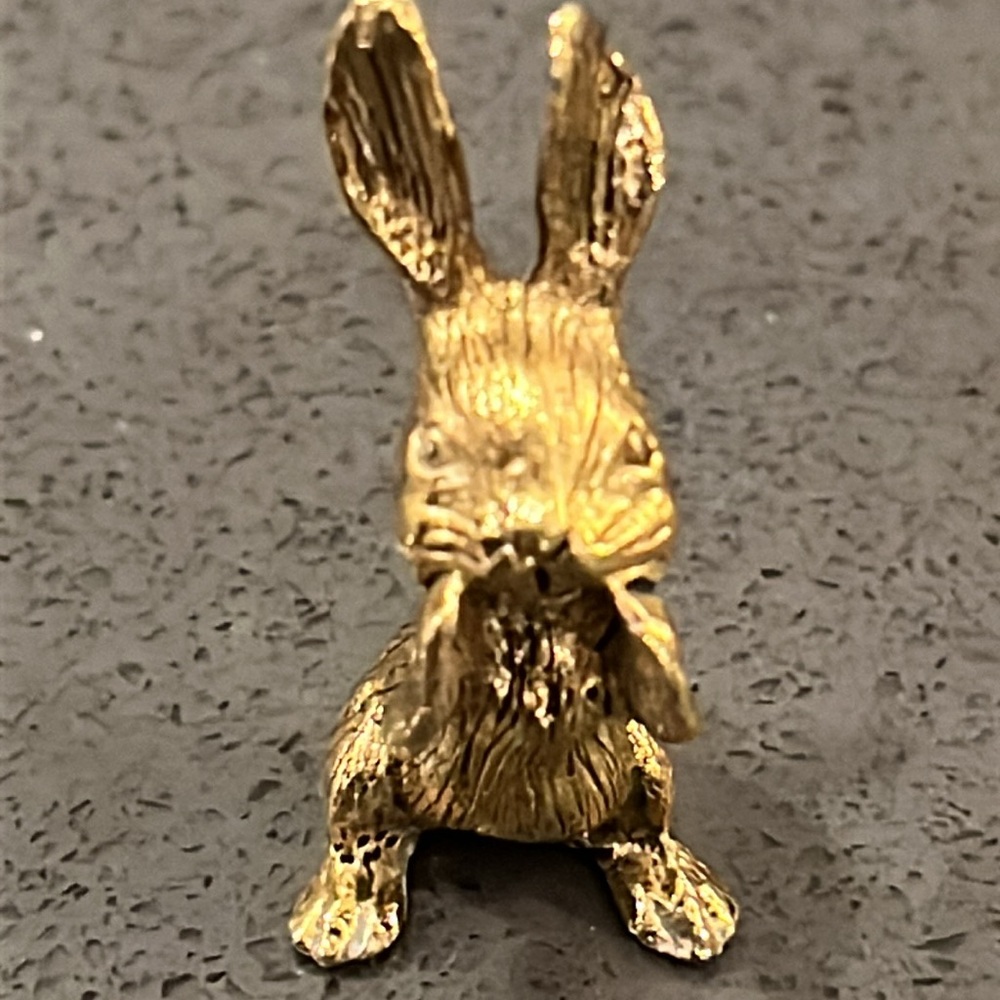 Vintage Brass Bunny & Egg Miniature Figurines - Picture 4 of 15